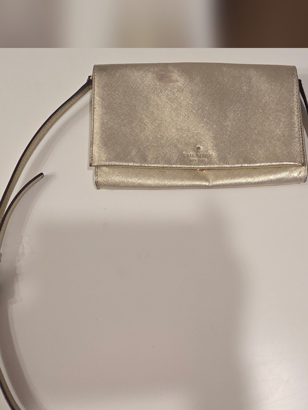 Kate Spade Metallic Gold Crossbody Wallet Bag
